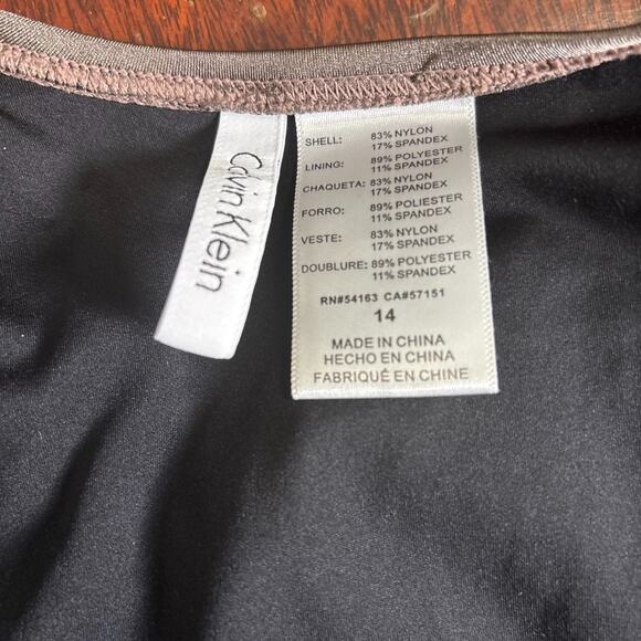 Calvin Klein One Piece Swimsuit Size 14 Bronze Side Pleats Full Coverage - Picture 4 of 8